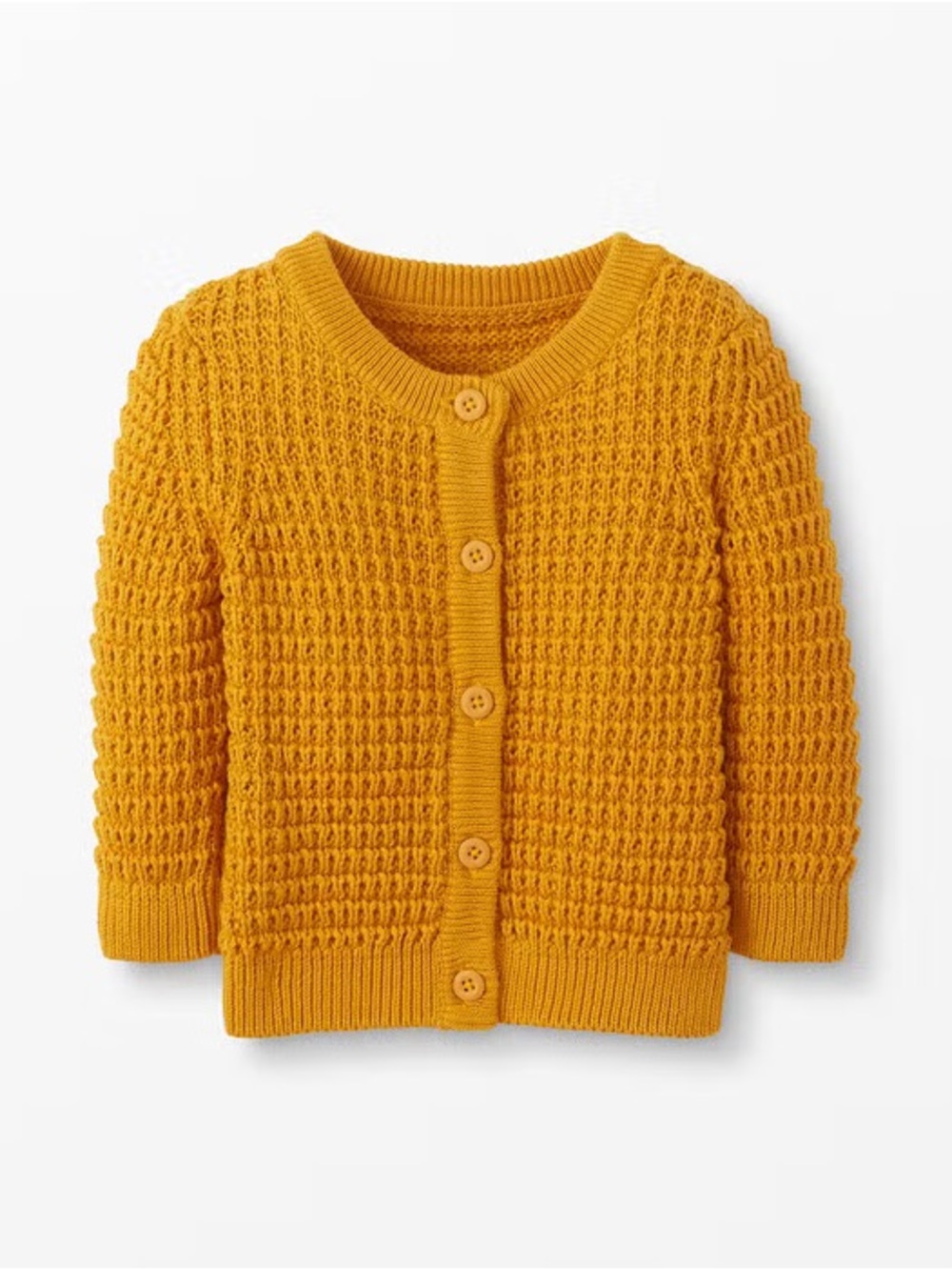 Hanna Andersson Kids Mustard Yellow Textured Knit Cardigan
